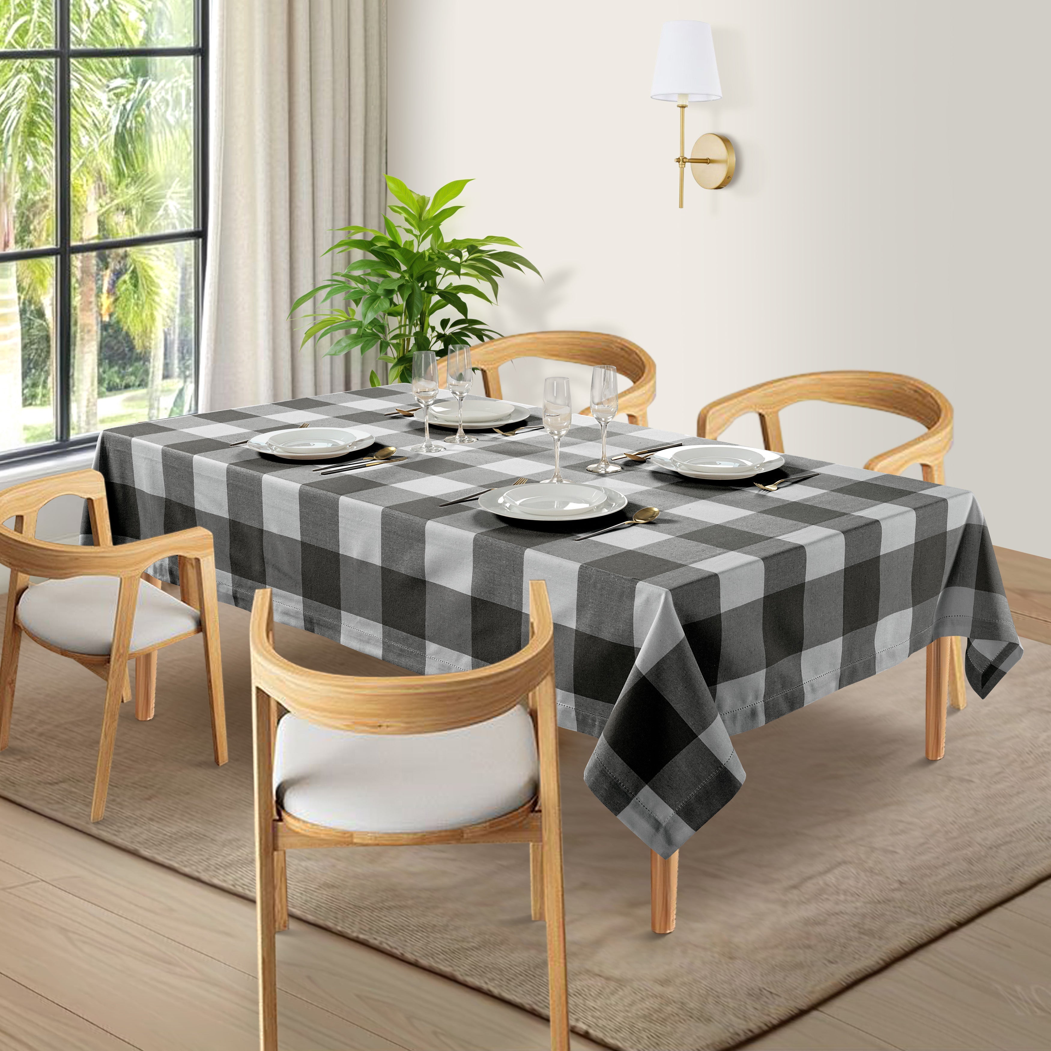 Tablecloth 8 seat 150x260cm - Black White Check